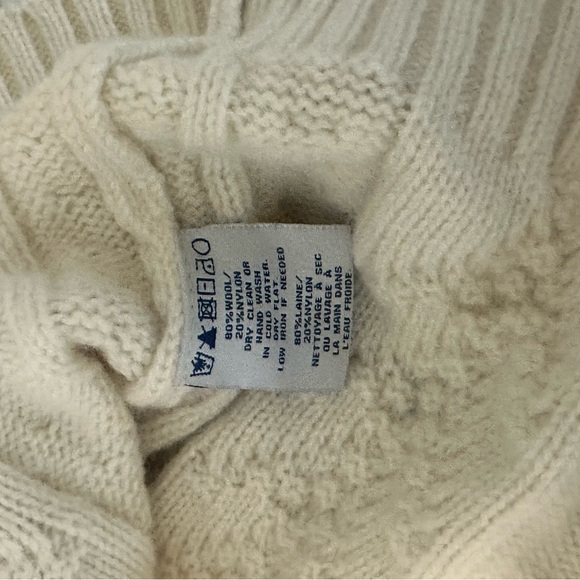 Schott NYC cream colored cableknit wool sweater size small - Picture 3 of 4
